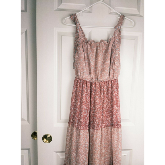 SINCERELY JULES Summer Dress Strap Sleeve Elastic Chest Sz M Pink Pastel Floral - Picture 3 of 7